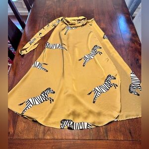 Suki So Wrap Skirt Satin Zebra Bold Eclectic Size L Olive Green Chartreuse